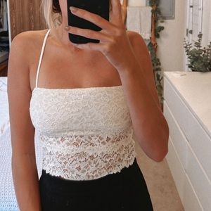 Urban Outfitters White Lace Crop Top